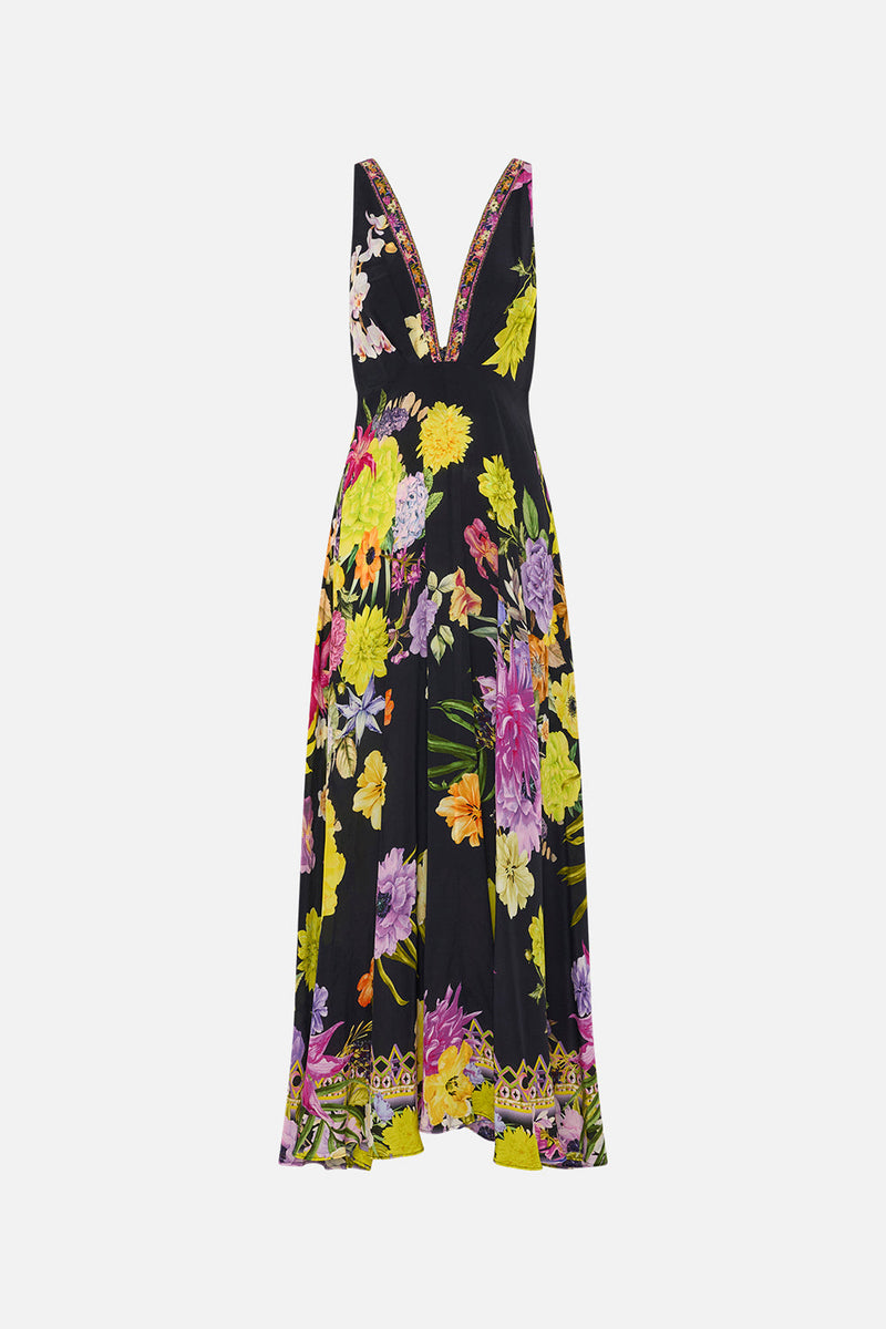PLUNGE MAXI DRESS PEACE BE WITH –
