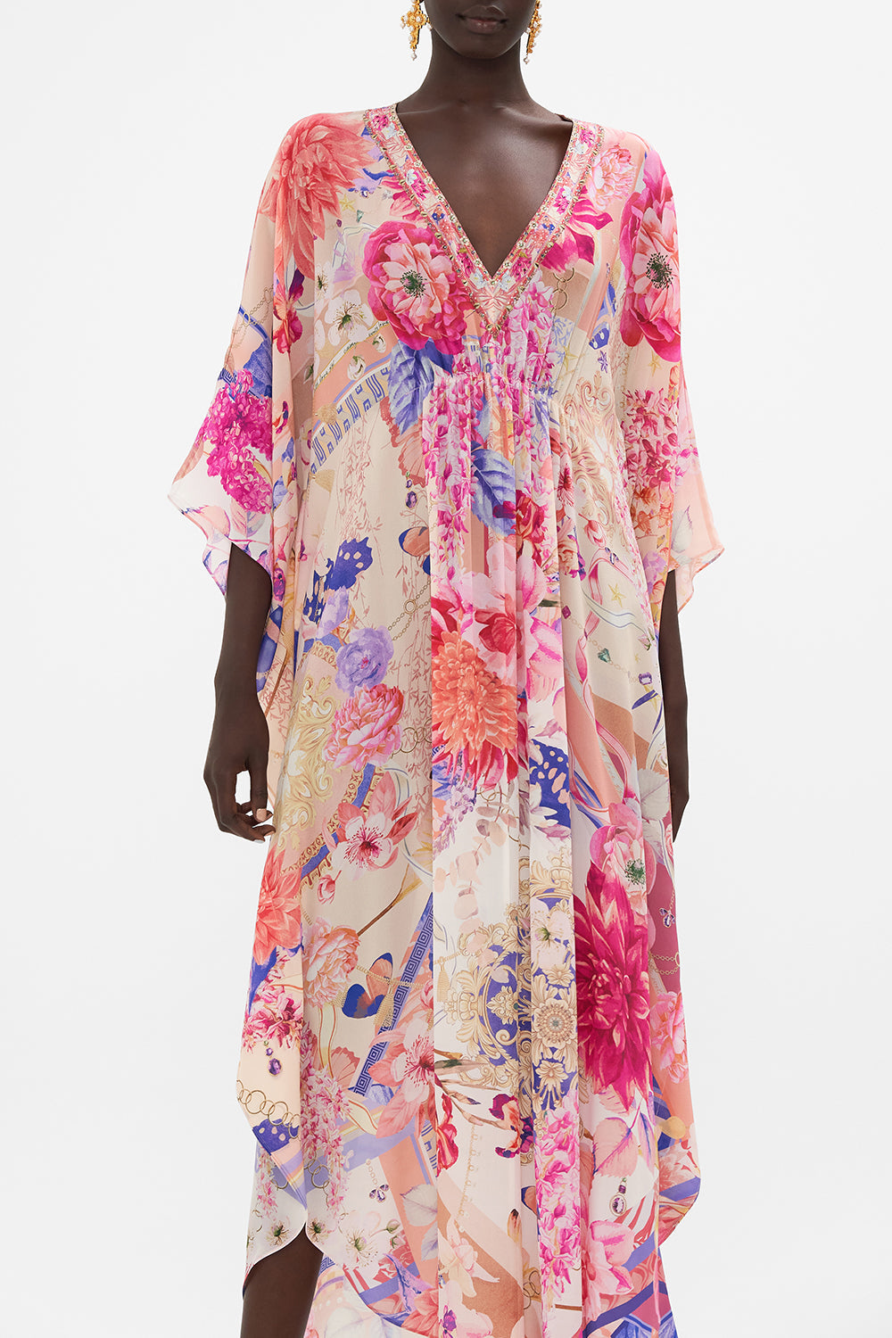 GATHERED WAIST KAFTAN ROSE BED RENDEZVOUS