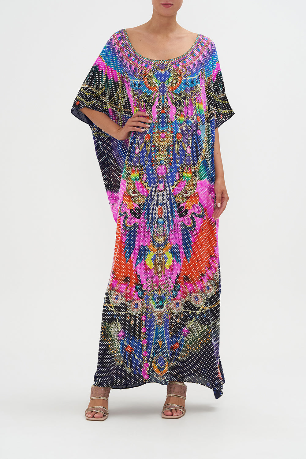 Luxe Embellished Round Neck Kaftan Dancing With Destiny print by CAMILLA