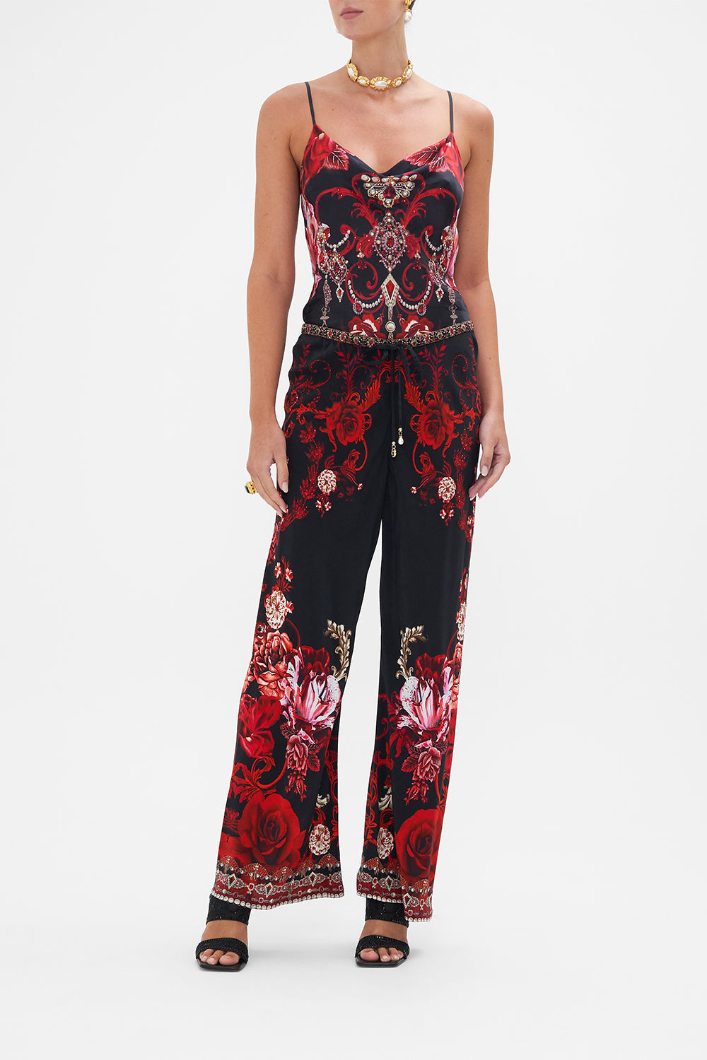 Bias Cut Drawstring Pant Sisterhood Of The Rose print by CAMILLA