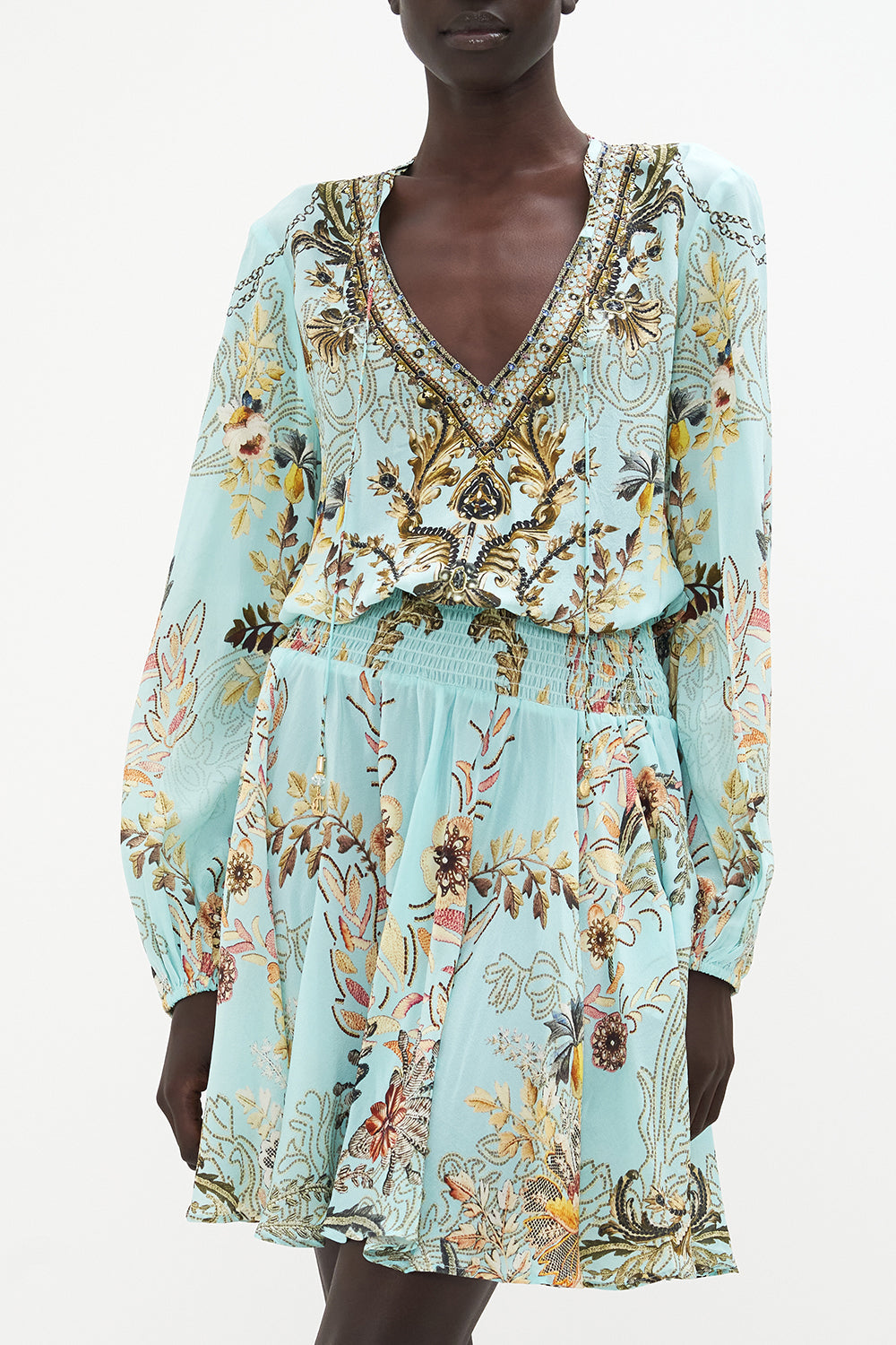 SHIRRED RELAXED SHORT DRESS ADIEU YESTERDAY