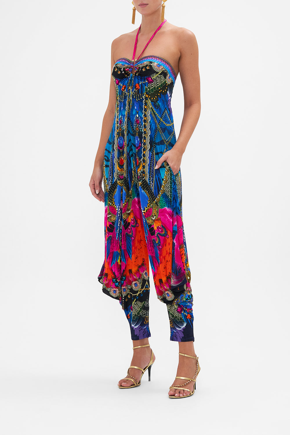 DRAPED PANT JUMPSUIT WITH HARDWARE DANCING WITH DESTINY