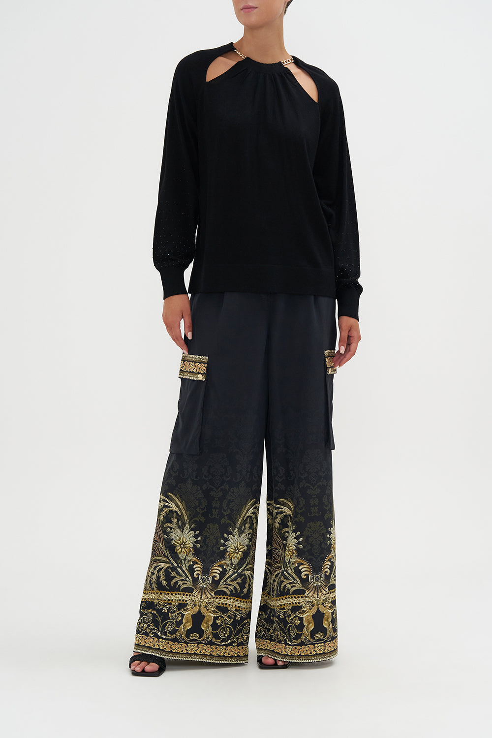 Chain Detail Cut Out Jumper Role Call print by CAMILLA