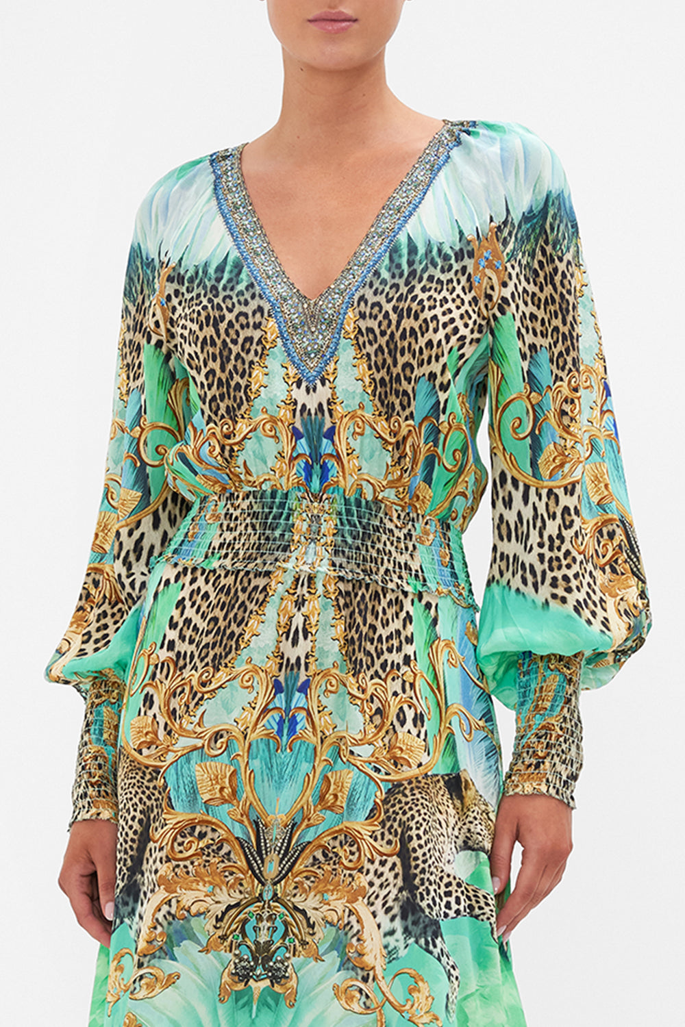 DRESS WITH SHIRRED WAIST AND CUFF LAY OF THE LAND