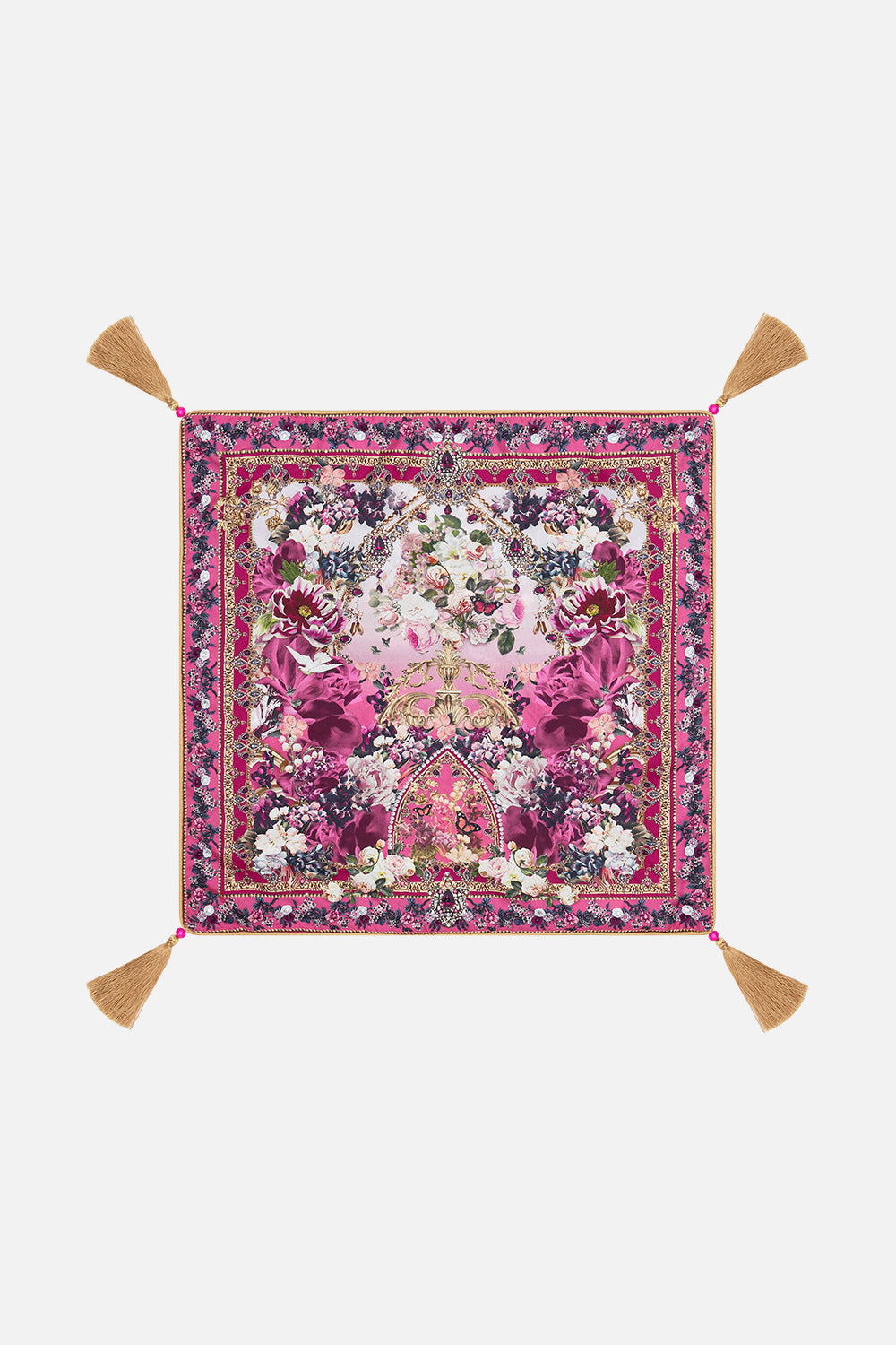 Small Square Cushion Rose Renaissance print by CAMILLA