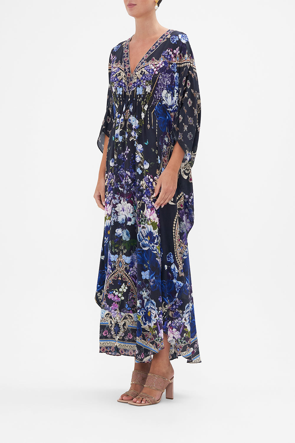 GATHERED WAIST KAFTAN OBSIDIAN BLOOM