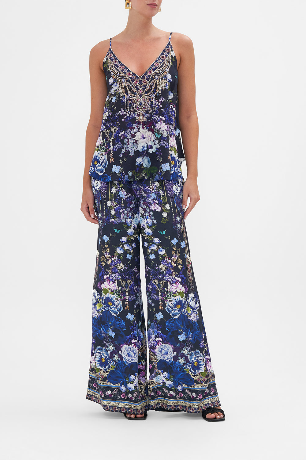 V Neck Cami Obsidian Bloom print by CAMILLA