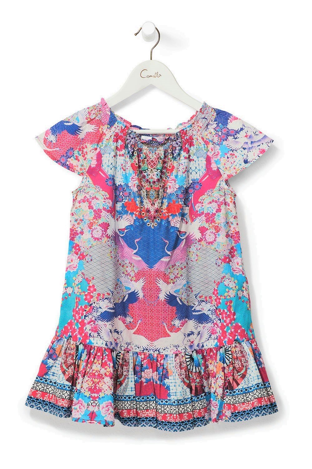 KID'S SHORT DRESS WITH SHIRRING SKY OF VENUS