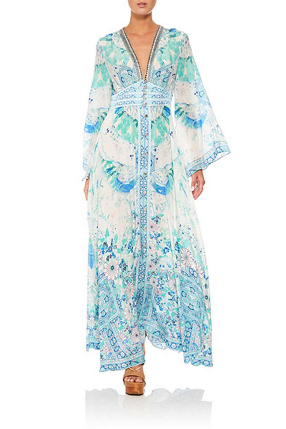 KIMONO SLEEVE DRESS WITH SHIRRING DETAIL HEAD IN THE CLOUDS