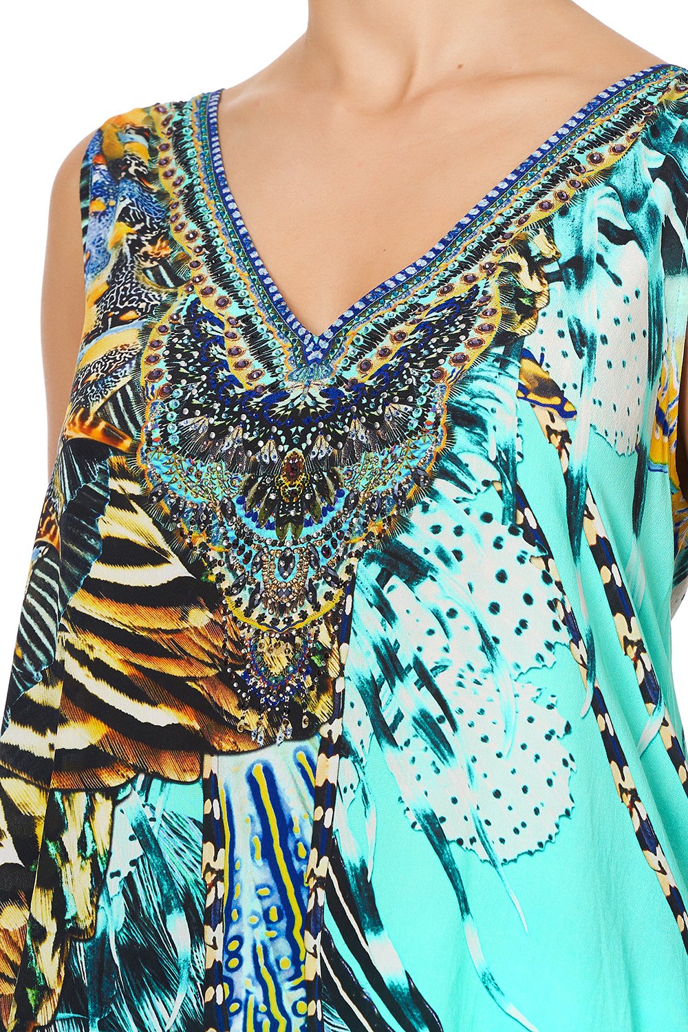 HIGH LOW CROSS OVERLAY TOP MARINE QUEEN