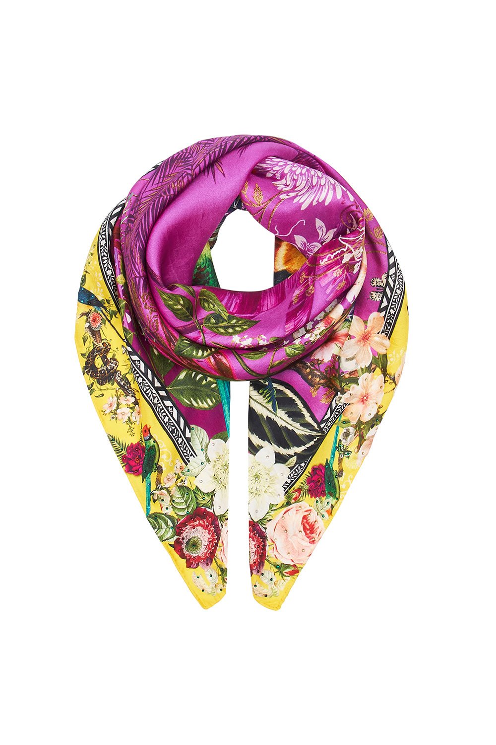 LARGE SQUARE SCARF JUNGLE LANGUAGE