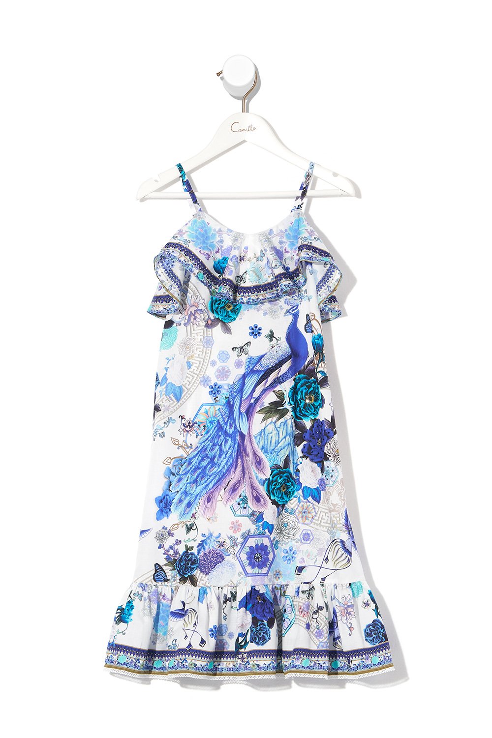 INFANTS FRILL HEM DRESS WHITE SIDE OF THE MOON