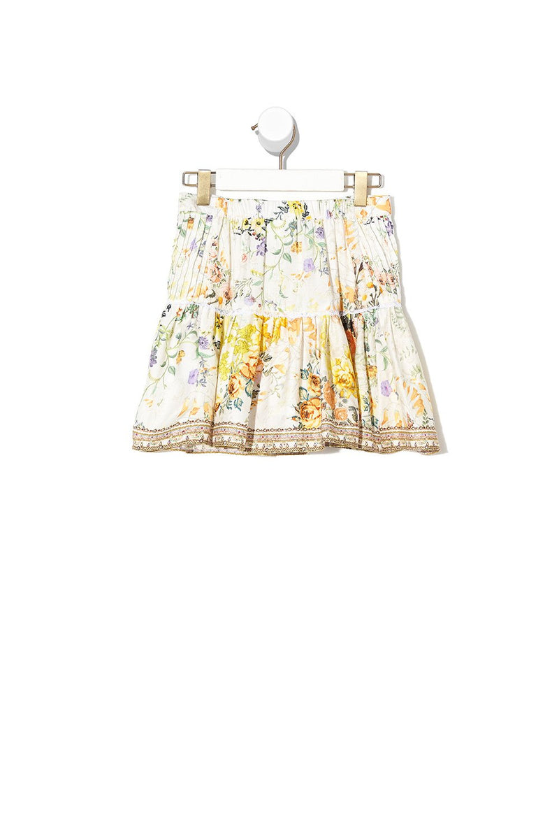 GATHERED PANEL MINI SKIRT IN THE HILLS OF TUSCANY