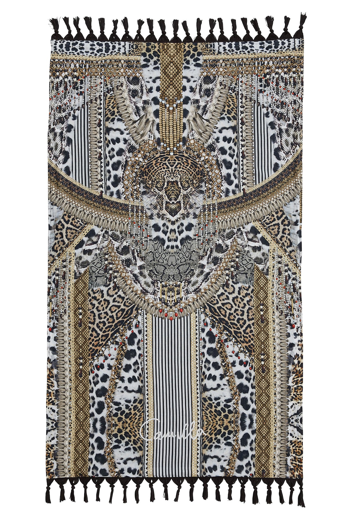 ANIMAL INSTINCT RECTANGLE TOWEL W FRINGING