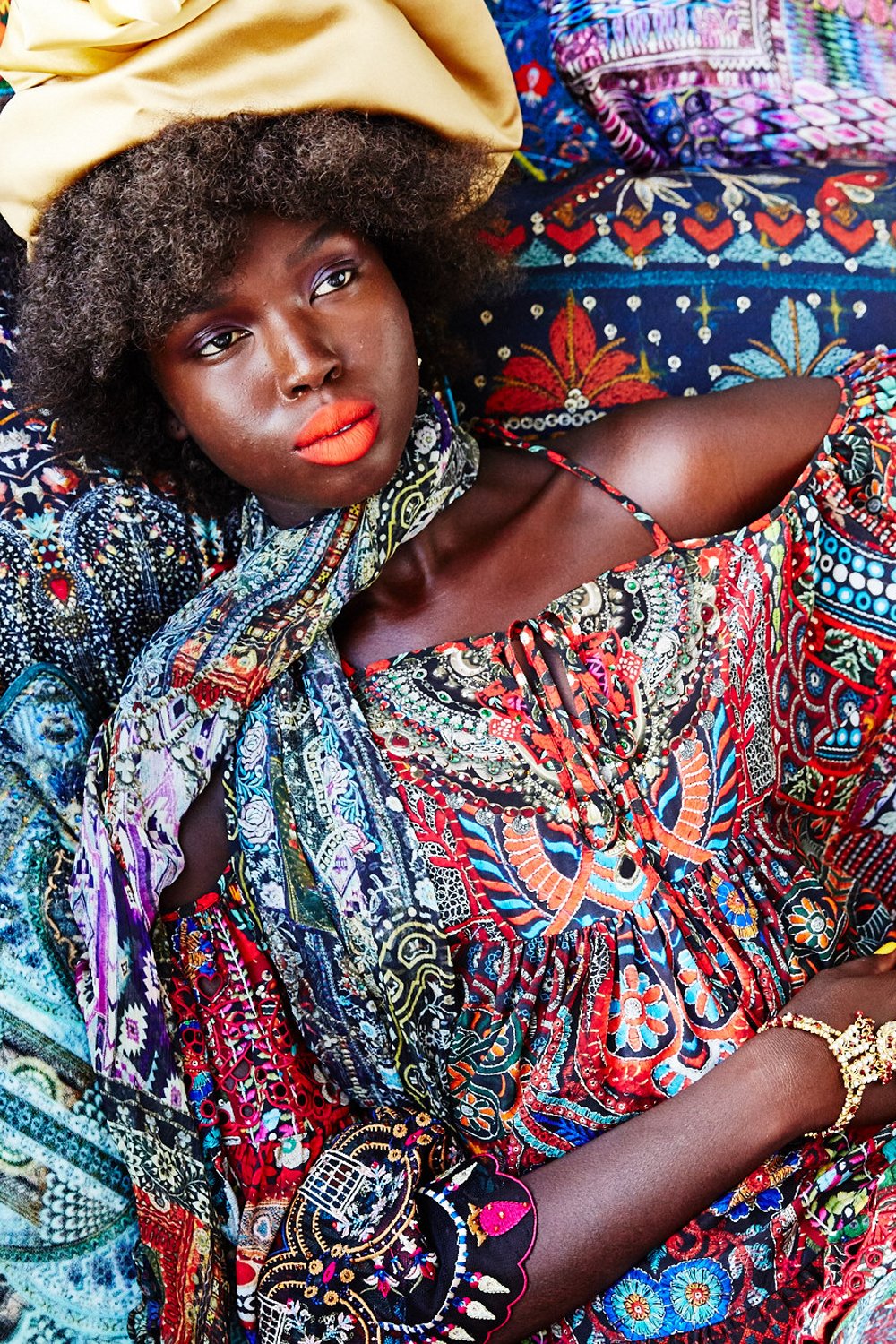 QUEEN ALIKA DROP SHOULDER TOP W INSERTS