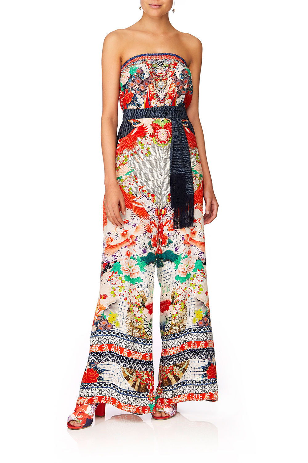 CAMILLA GEISHA GIRL TIE WAIST STRAPLESS JUMPSUIT