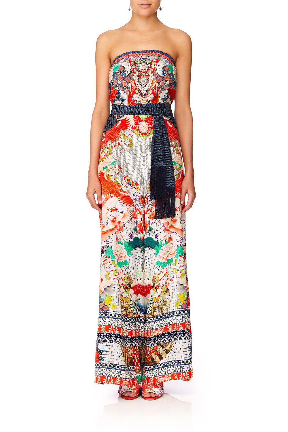 CAMILLA GEISHA GIRL TIE WAIST STRAPLESS JUMPSUIT