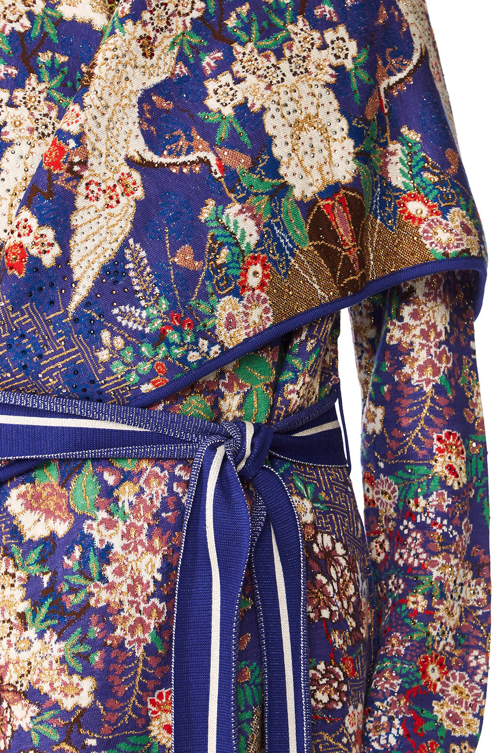 CAMILLA MAIKOS MIDNIGHT LONG JAQUARD CARDIGAN W TIE