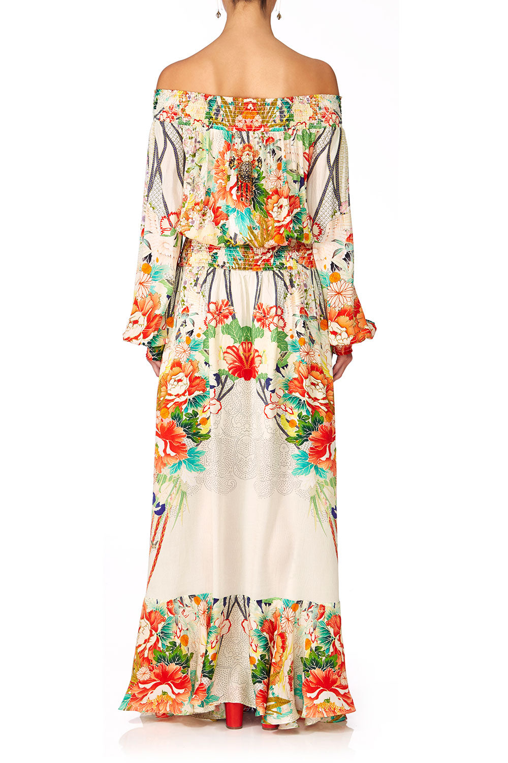 CAMILLA MS MAIKO OFF SHOULDER SHIRRED DRESS