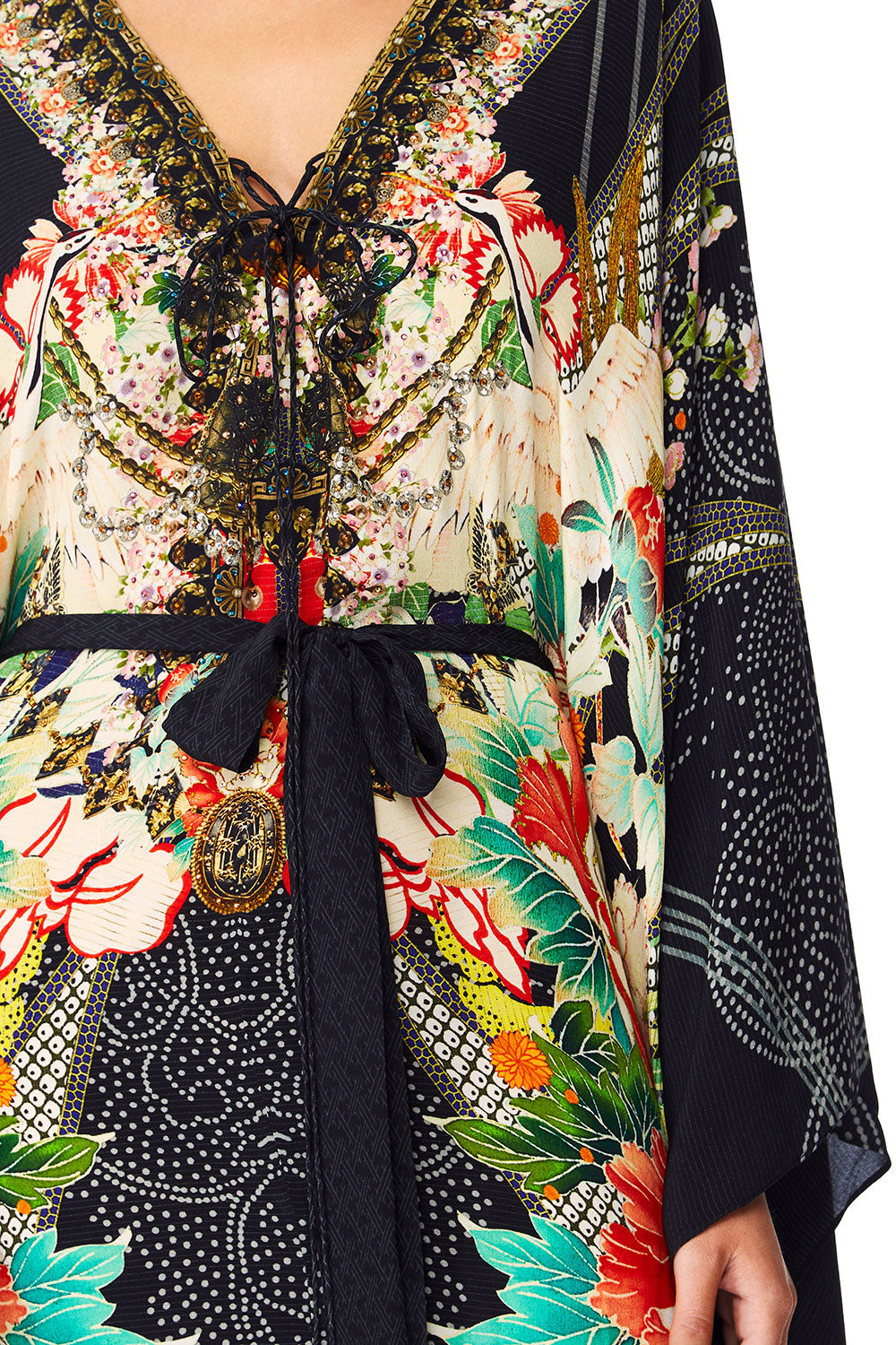 CAMILLA QUEEN OF KINGS SPLIT HEM LACE UP KAFTAN