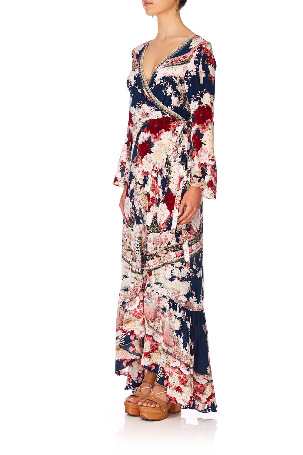 CAMILLA TWIN SHADOW LONG SLEEVE WRAP DRESS