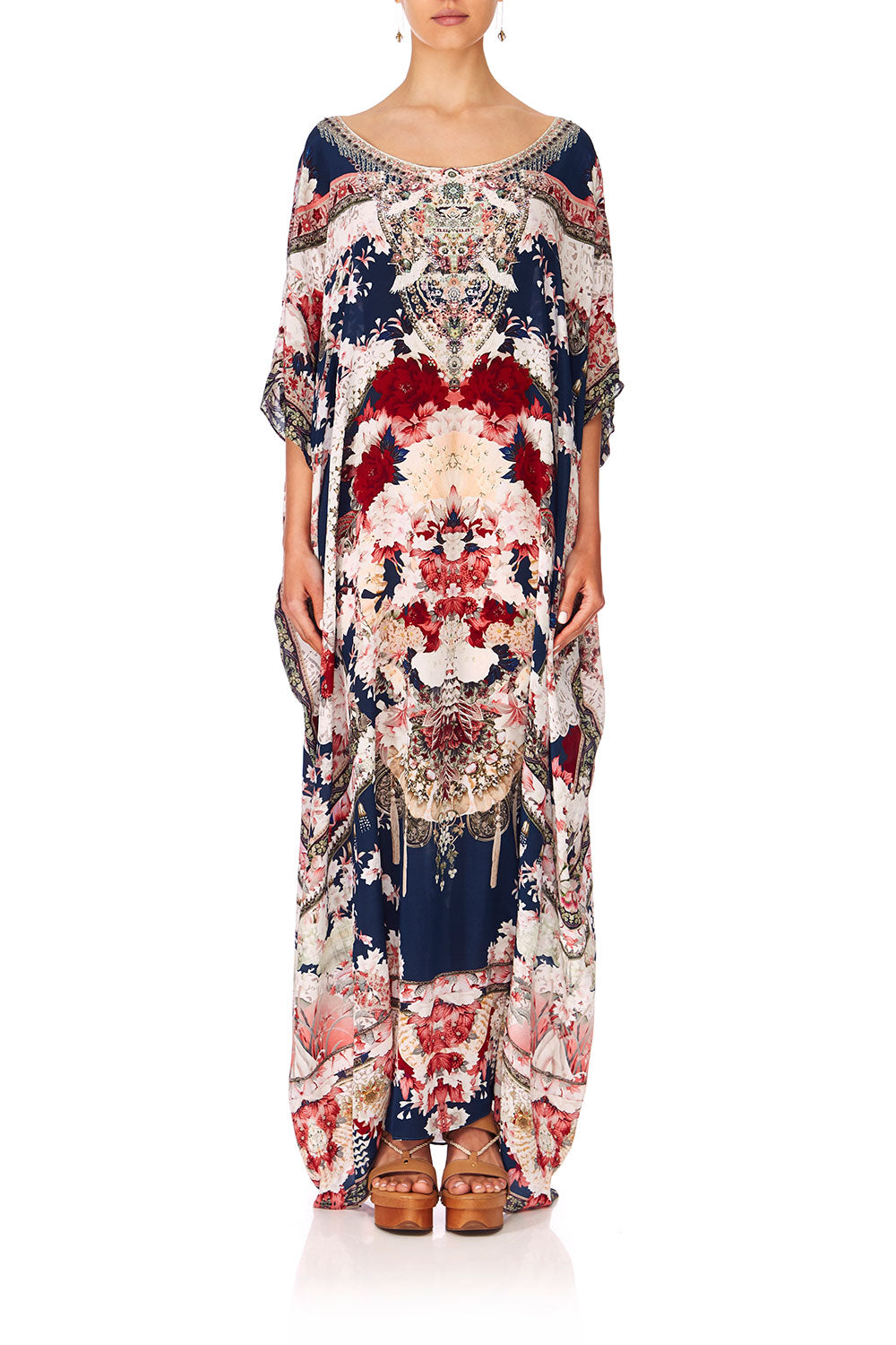 CAMILLA TWIN SHADOW ROUND NECK KAFTAN