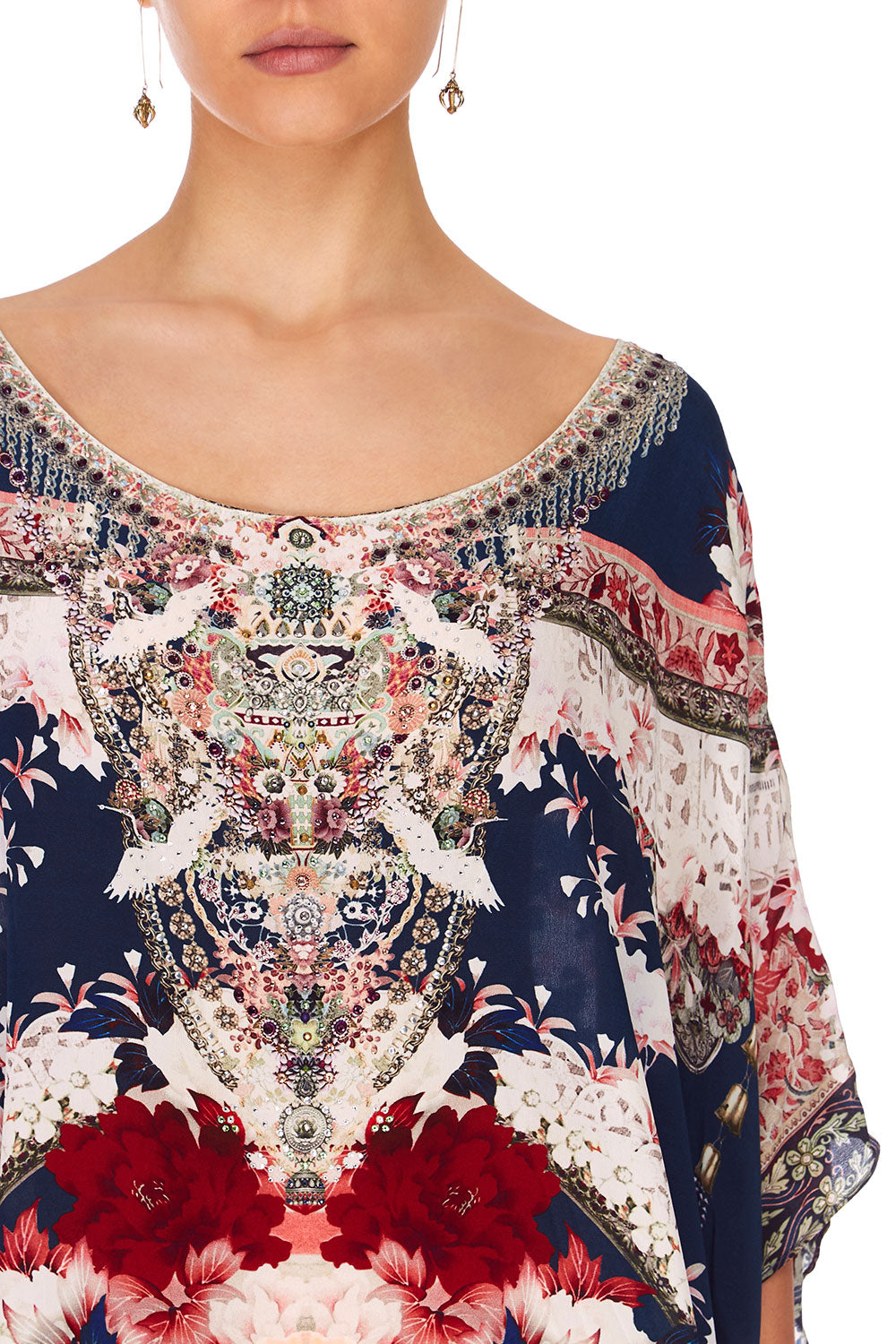 CAMILLA TWIN SHADOW ROUND NECK KAFTAN