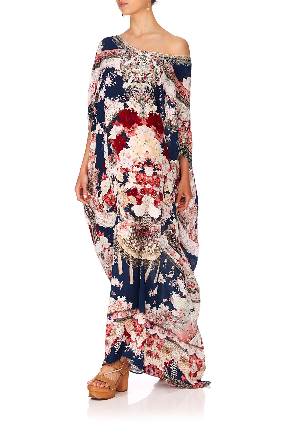 CAMILLA TWIN SHADOW ROUND NECK KAFTAN