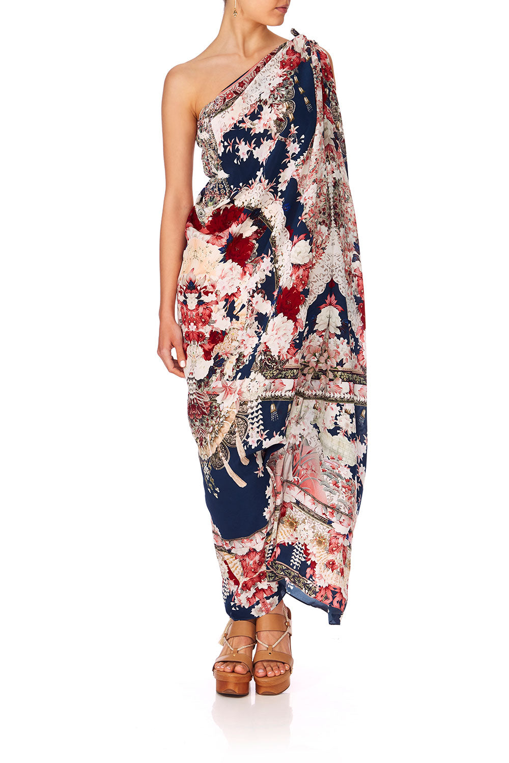 CAMILLA TWIN SHADOW ROUND NECK KAFTAN