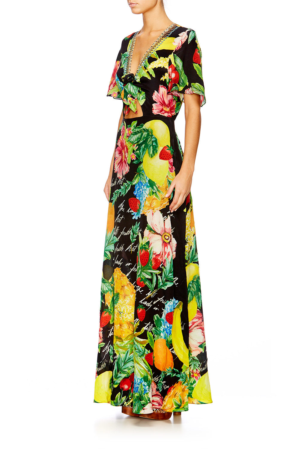 CALL ME CARMEN TIE FRONT MAXI DRESS