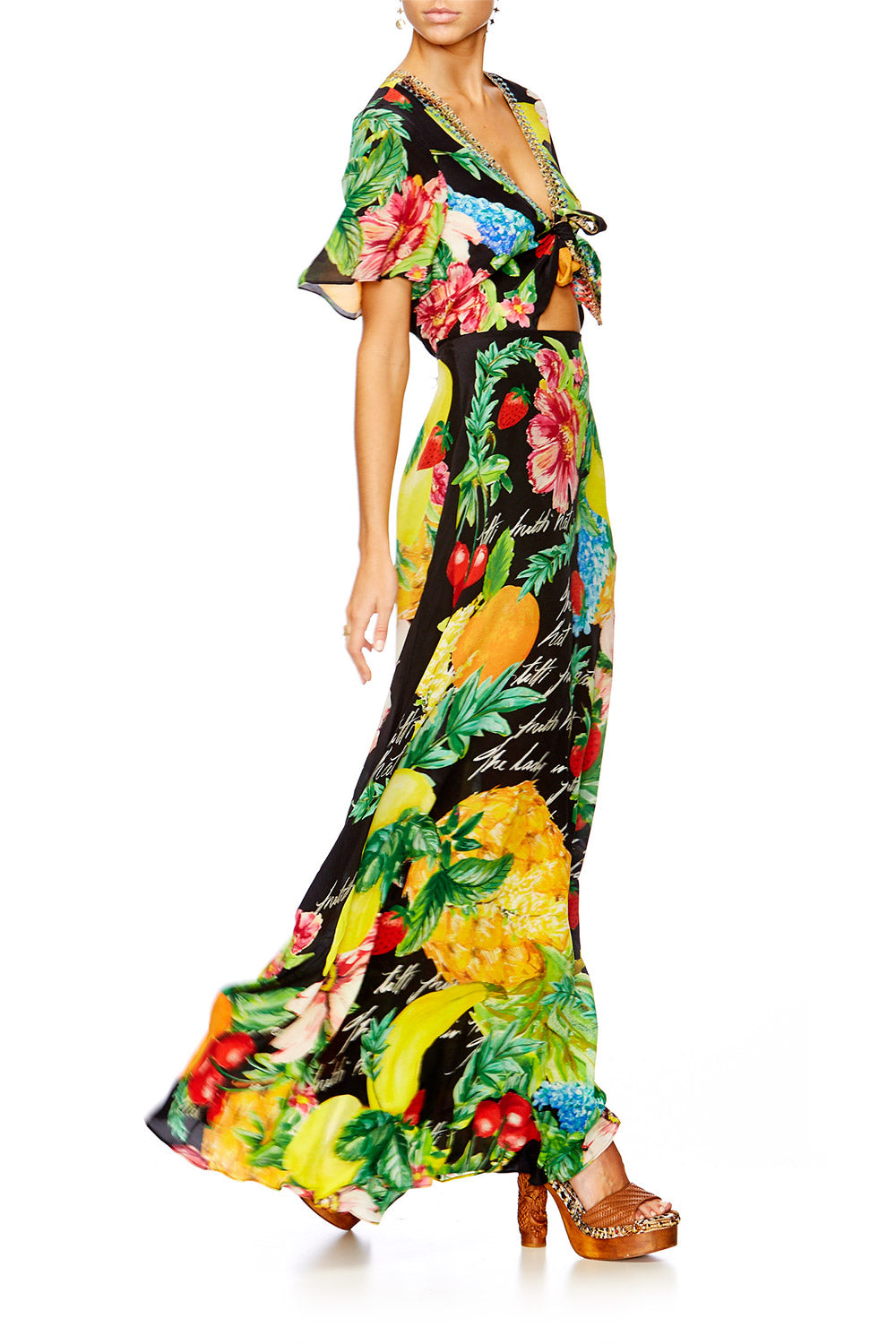 CALL ME CARMEN TIE FRONT MAXI DRESS