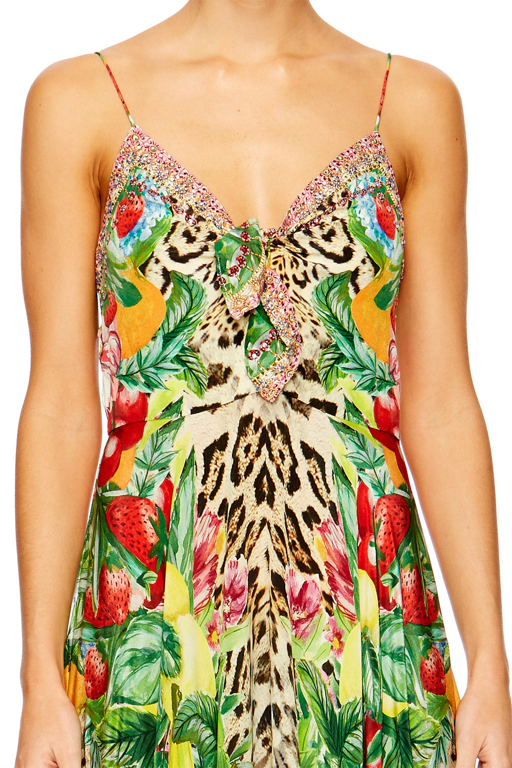 COOL CAT LONG DRESS WITH TIE FRONT