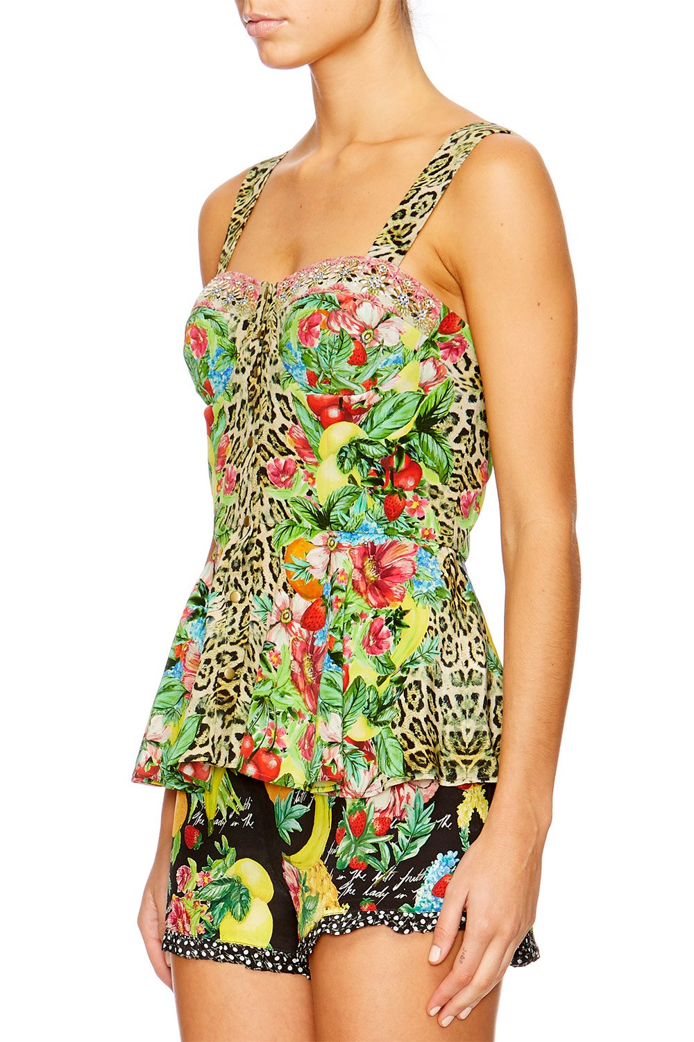 COOL CAT BUTTON DOWN PEPLUM TOP