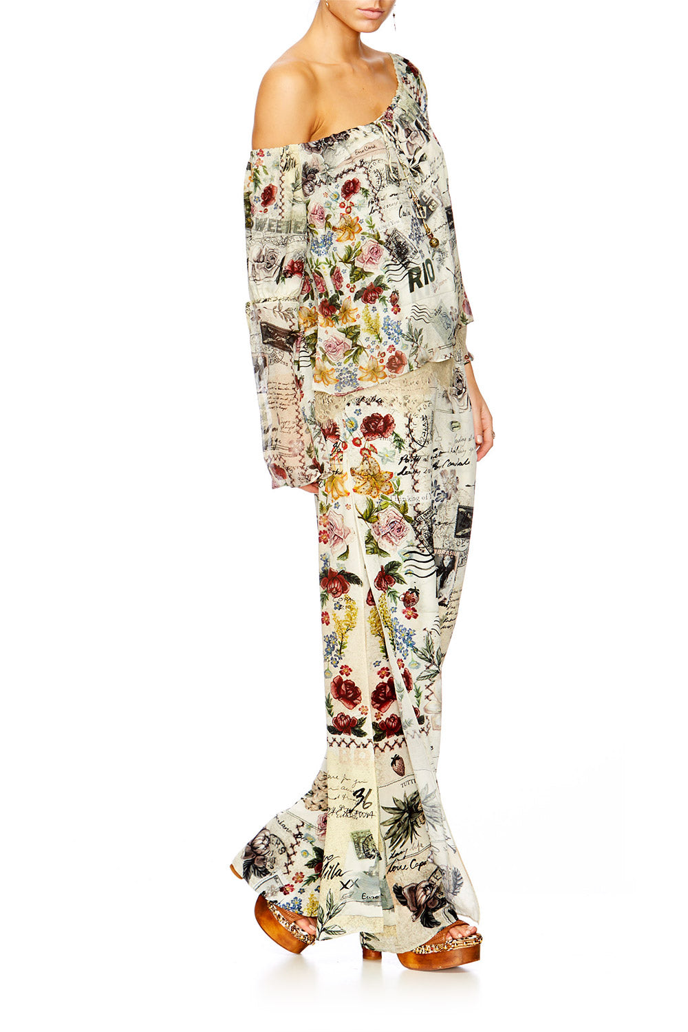 MEMORY LANE DROP SHOULDER BELL SLEEVE TOP