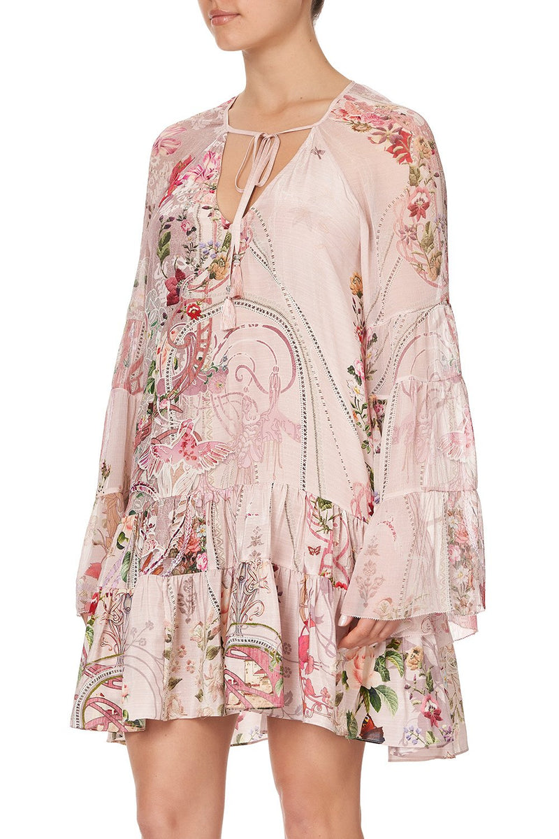 A-LINE GATHERED PANEL DRESS MAKE LOVE NOT WAR