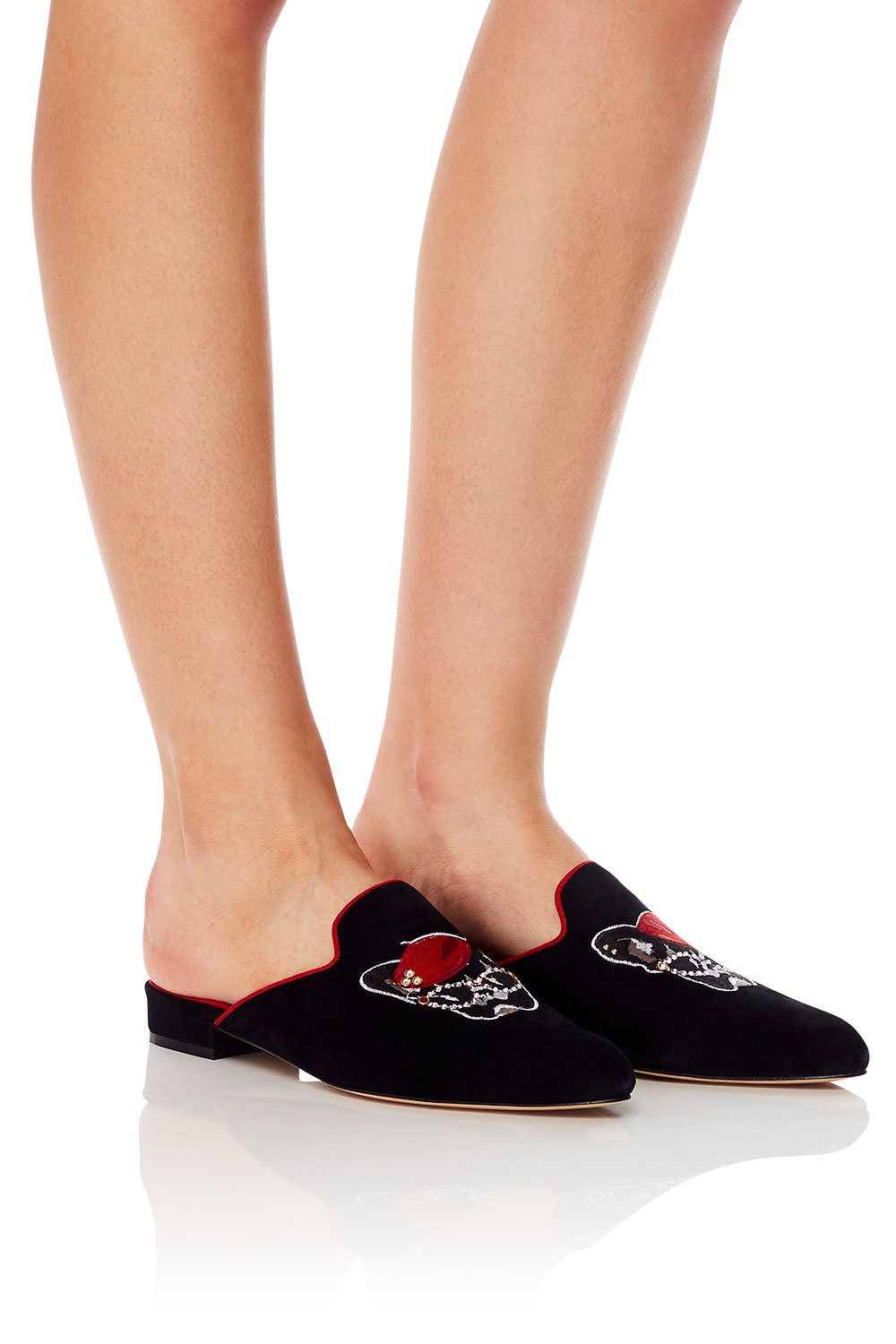 POINT TOE DOG SLIPPER BLACK CONTEMPORARY
