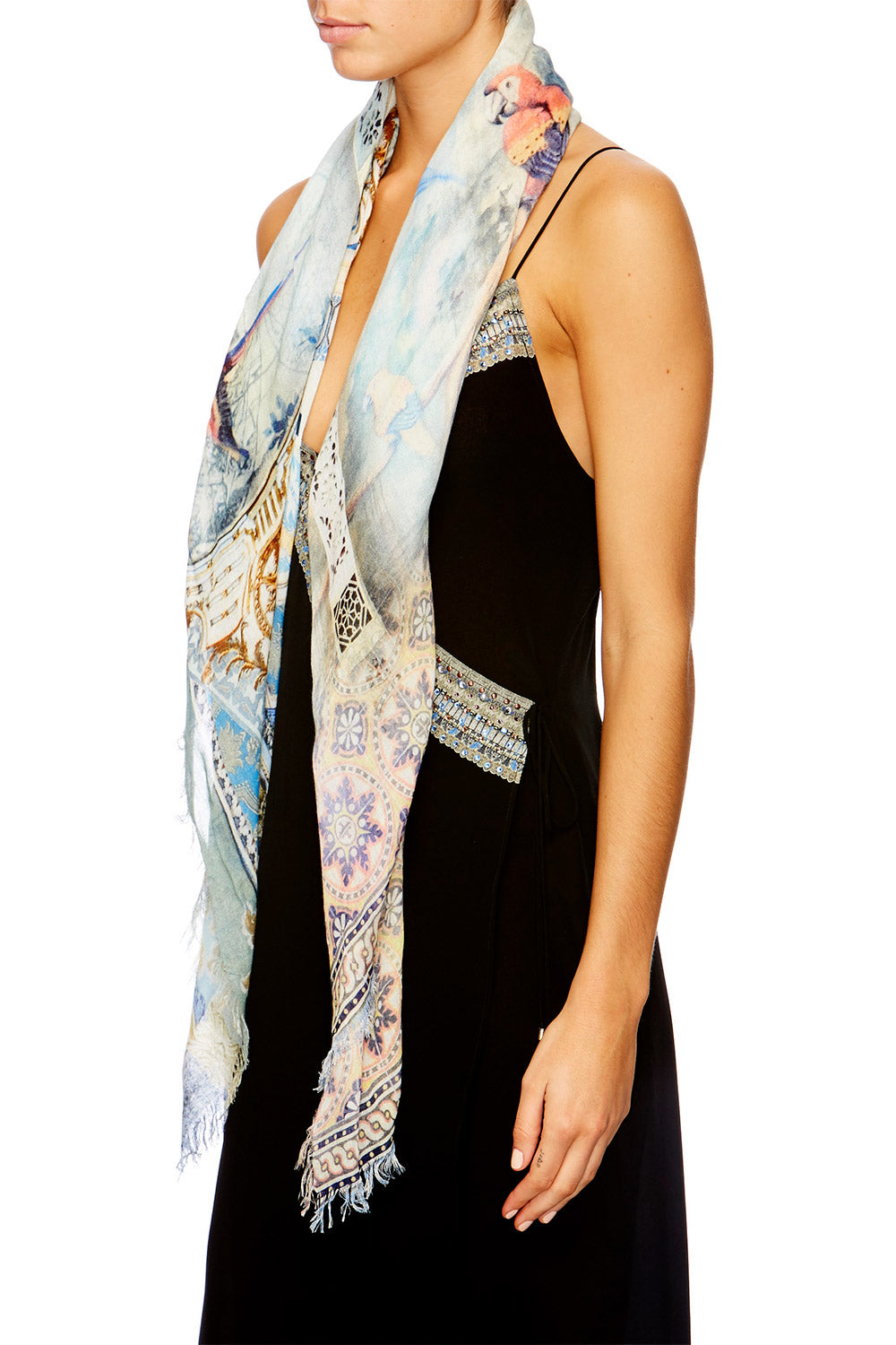 LOVERS DREAM SHEER SCARF W RAW EDGE