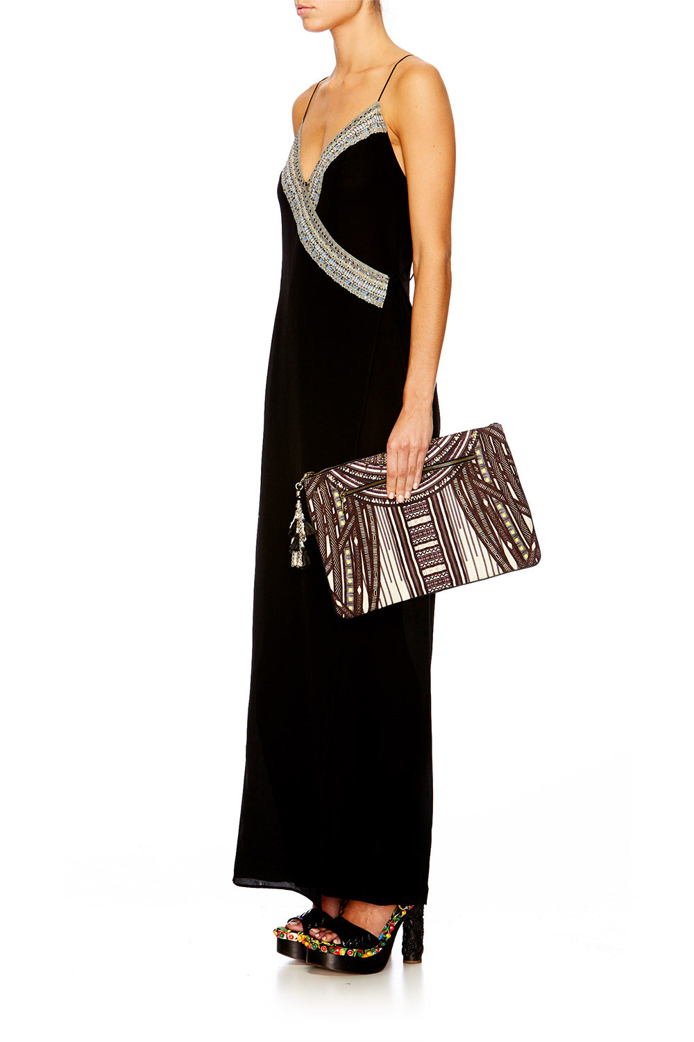 BETWEEN THE LINES LARGE CANVAS CLUTCH