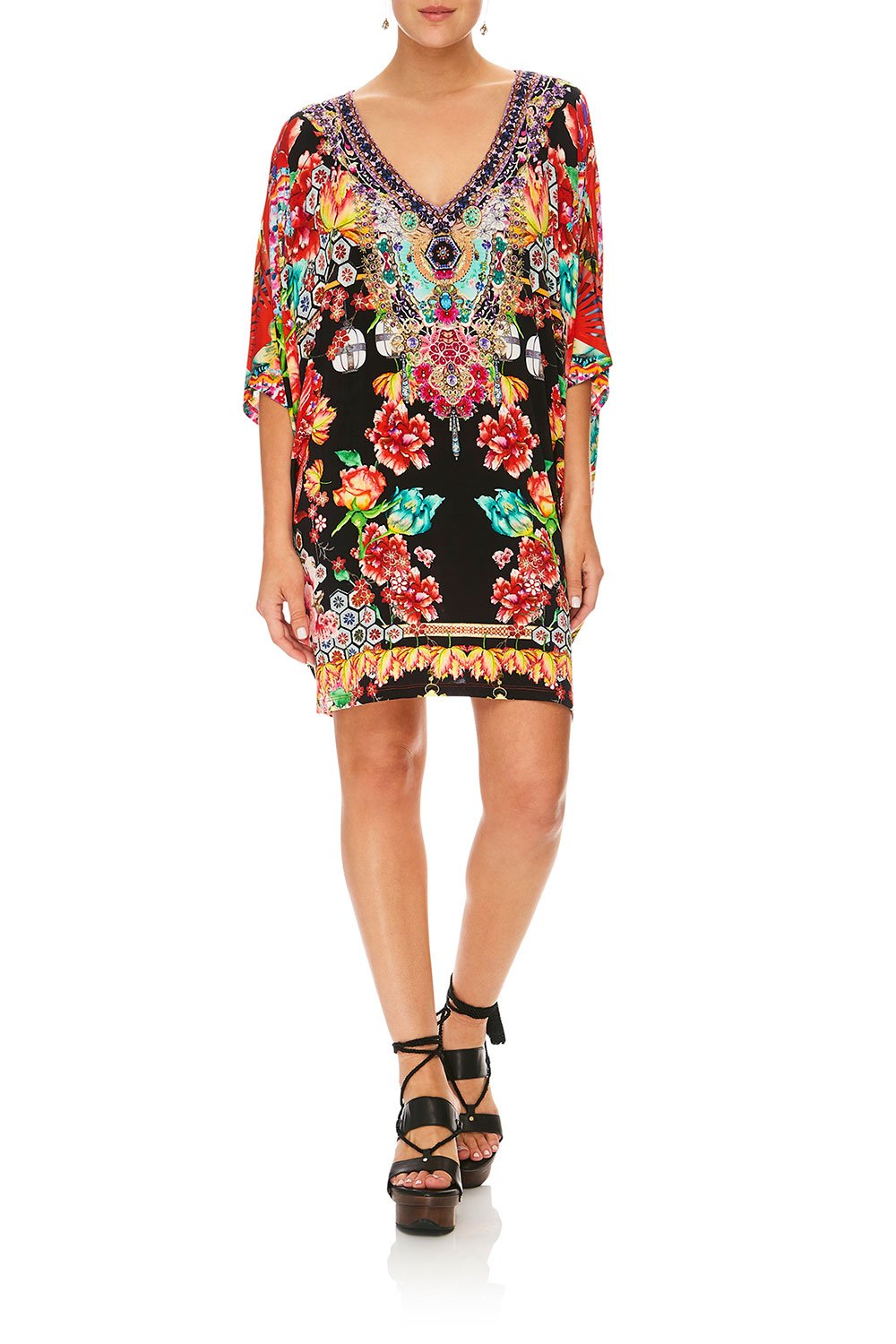 CAMILLA PAINTED LAND BAT SLEEVE DRESS