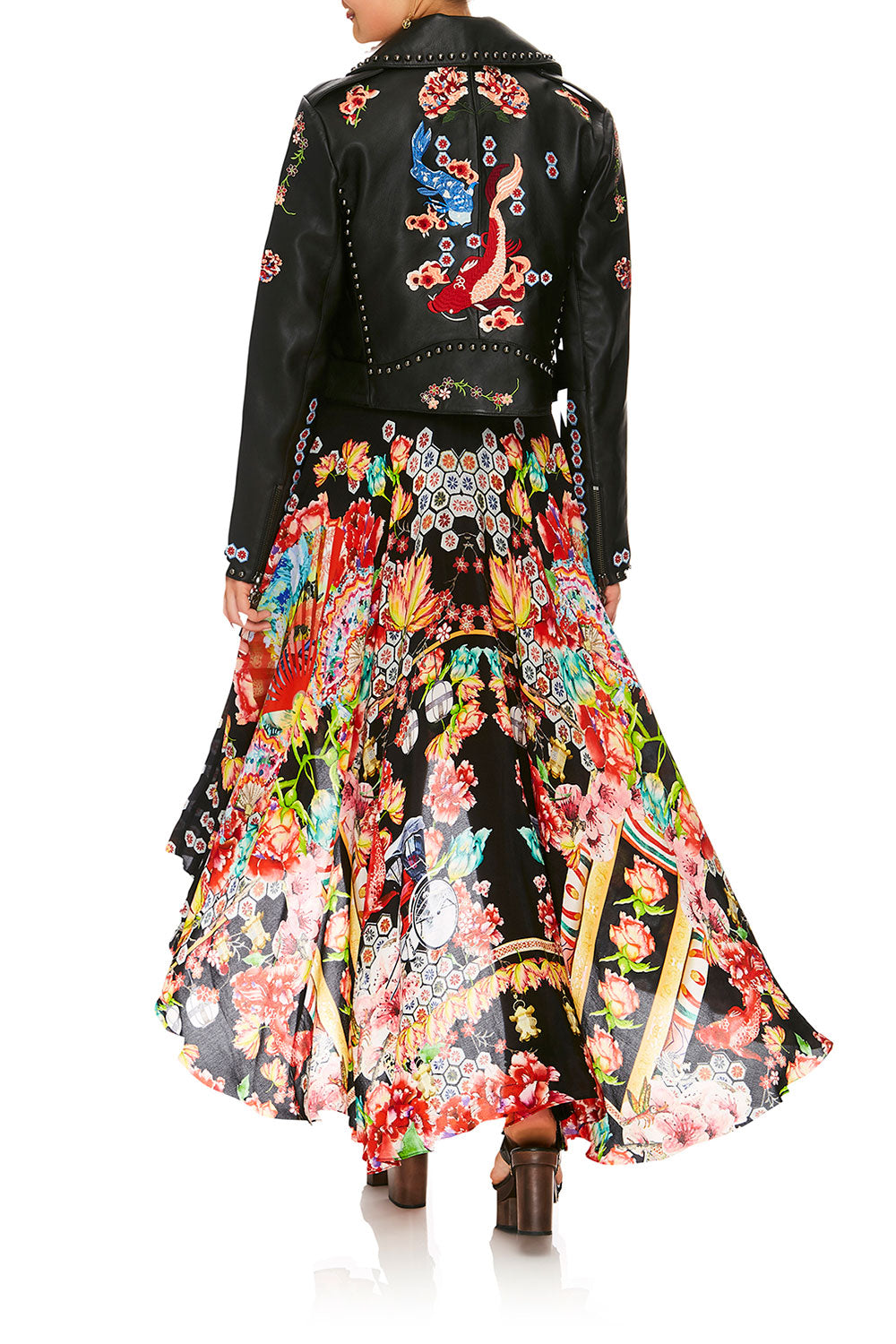 CAMILLA PAINTED LAND BIKER JACKET WITH TABS