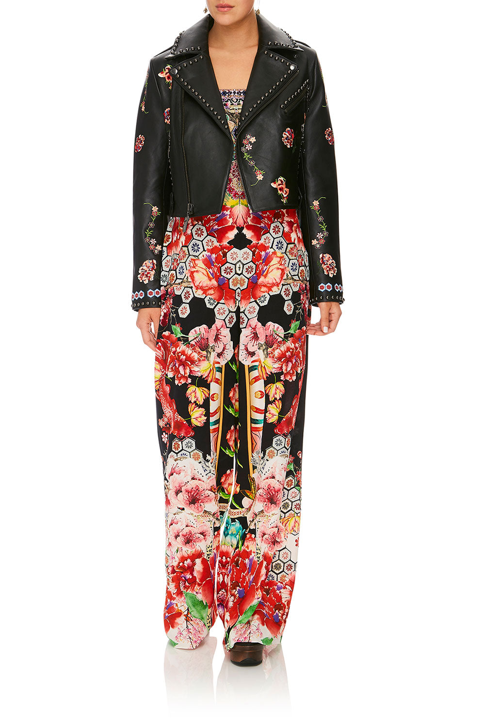 CAMILLA PAINTED LAND BIKER JACKET WITH TABS