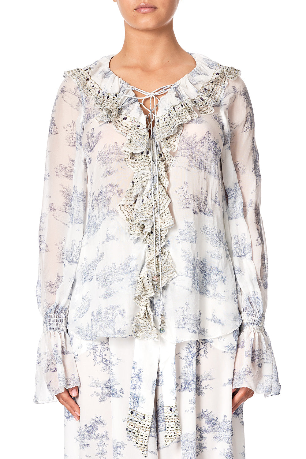 LACE UP RUFFLE BLOUSE SOUTHERN BELLE