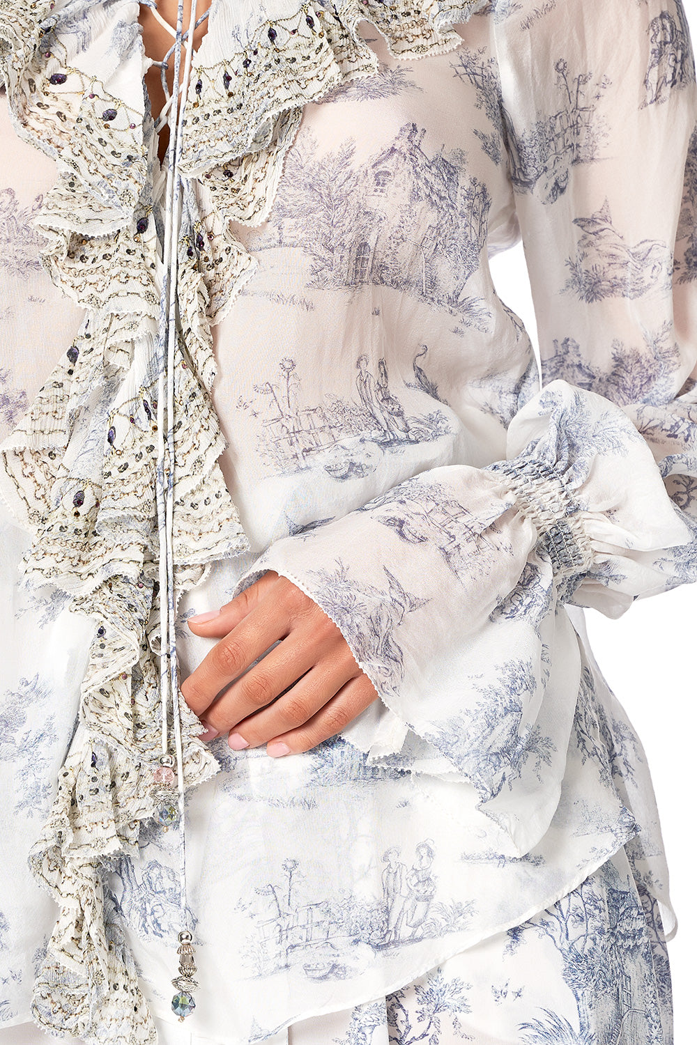 LACE UP RUFFLE BLOUSE SOUTHERN BELLE