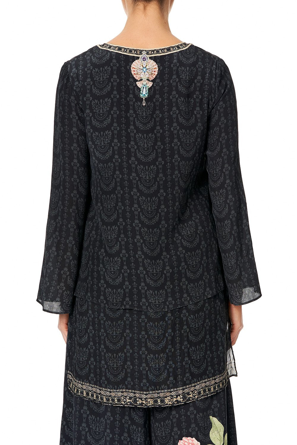 CAMILLA BLOUSE WITH SIDE SPLIT UNDERLAY PROVINCIAL PETAL