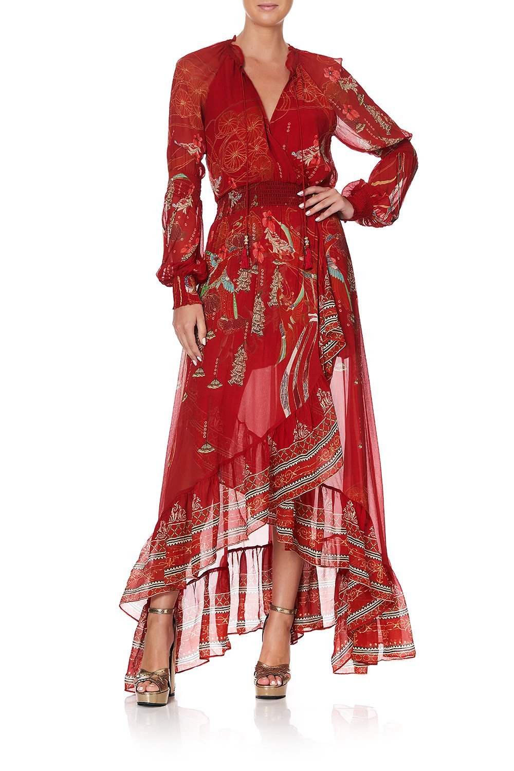 BLOUSON SLEEVE WRAP DRESS FORBIDDEN FRUIT