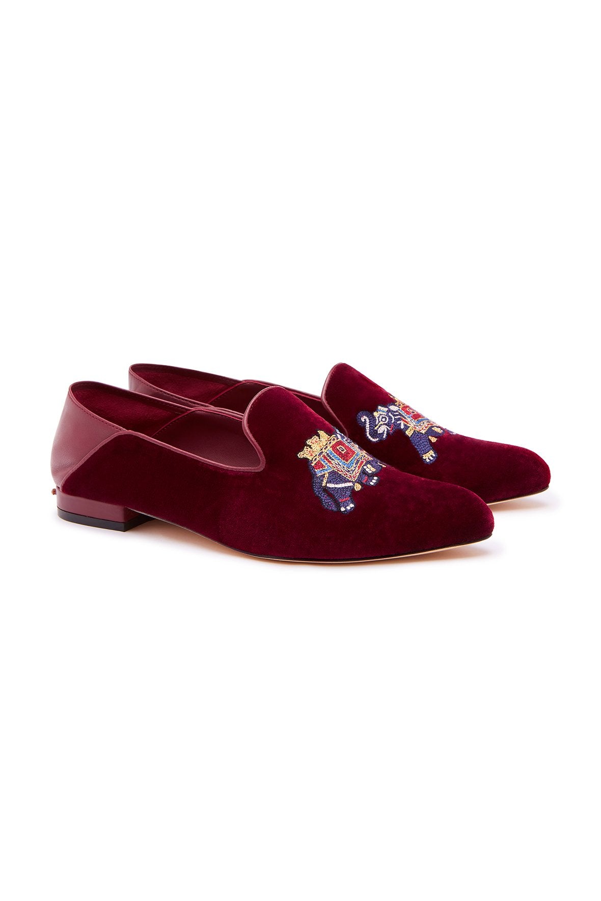 BURGUNDY VELVET SLIPPER WITH FOLDED HEEL