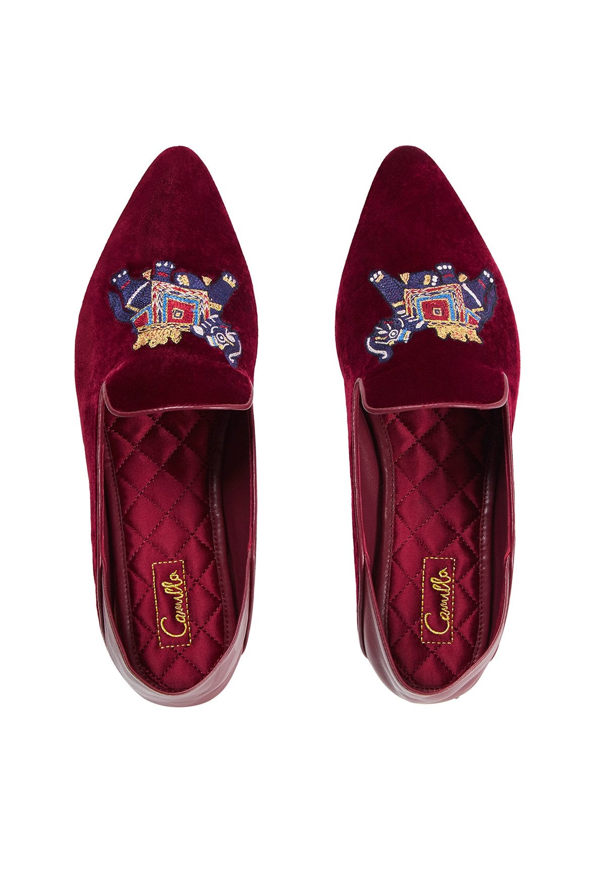 BURGUNDY VELVET SLIPPER WITH FOLDED HEEL