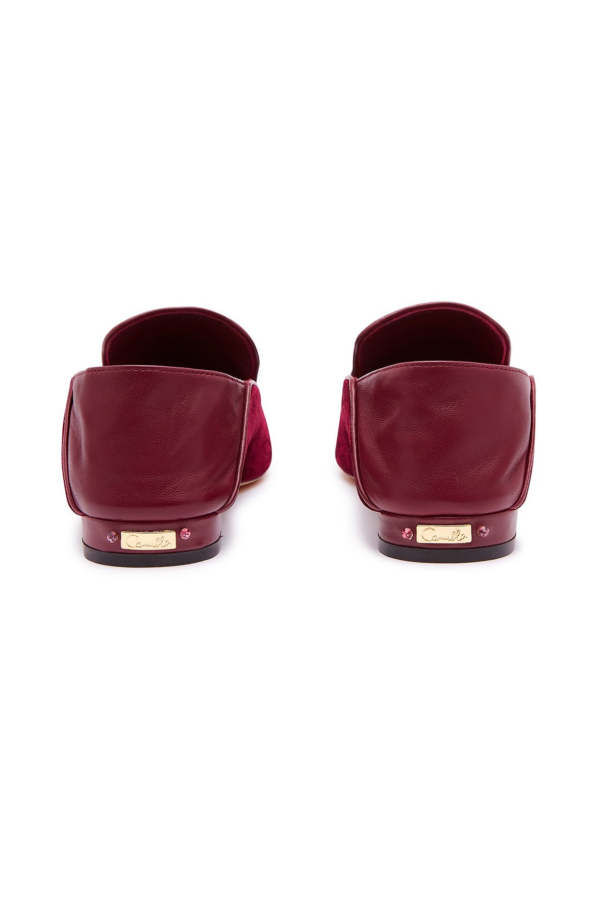 BURGUNDY VELVET SLIPPER WITH FOLDED HEEL