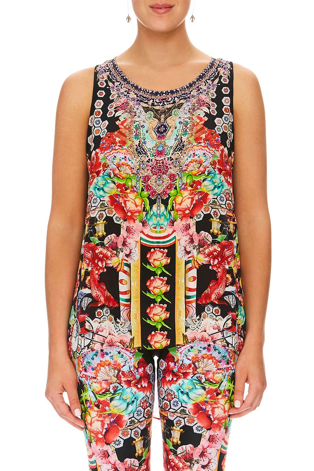 CAMILLA PAINTED LAND BUTTON BACK TOP