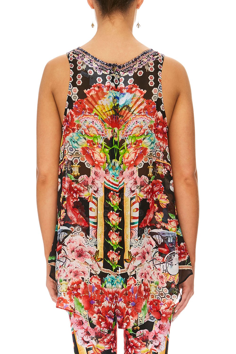 CAMILLA PAINTED LAND BUTTON BACK TOP